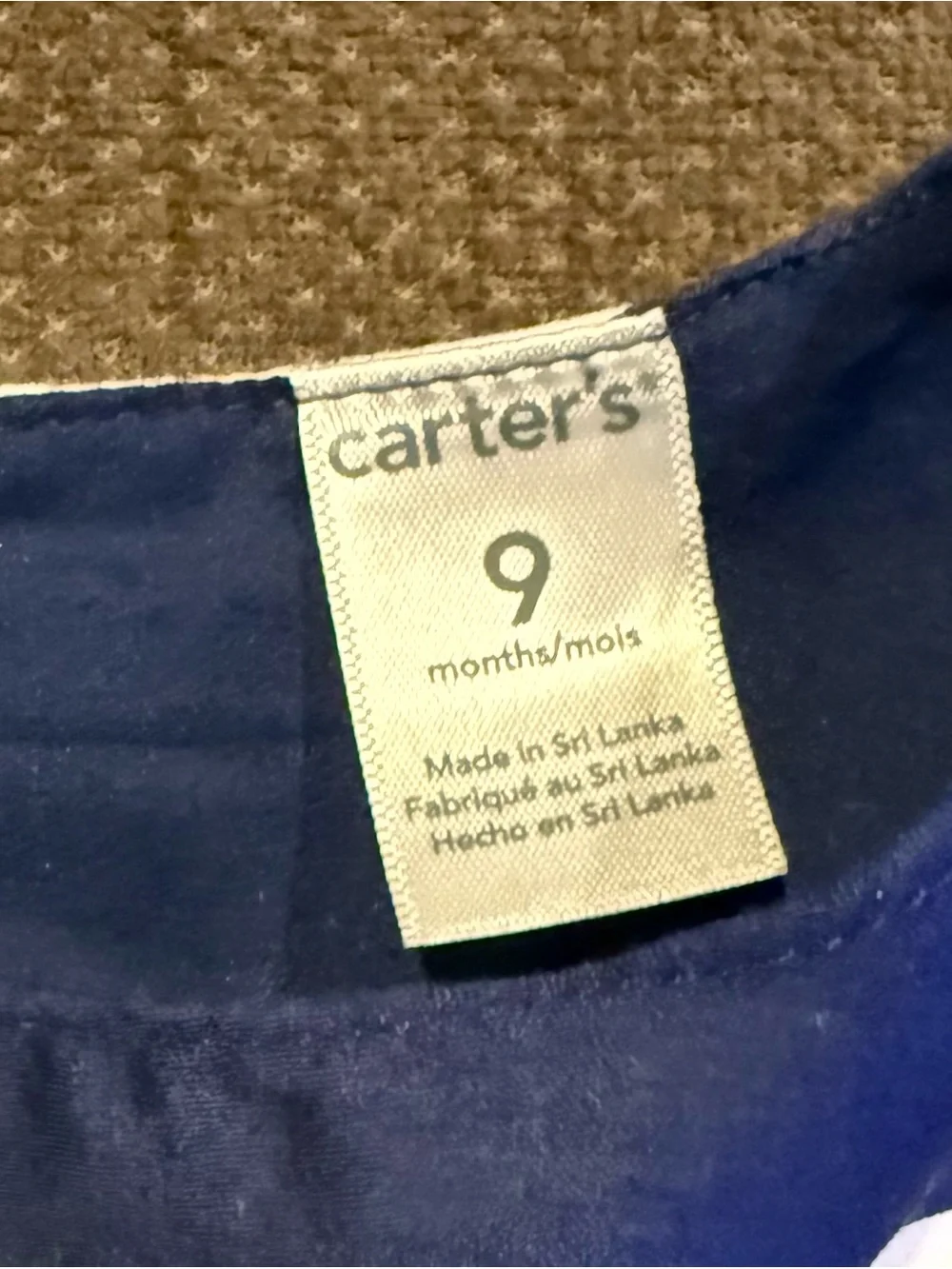 Carter's Navy and White Striped Dress with Pink Waist Tie